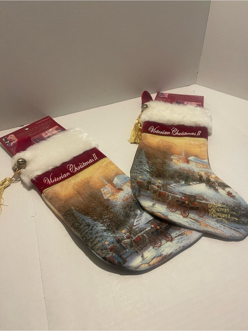 Thomas Kinkade Red & White Christmas Victorian Stocking 2